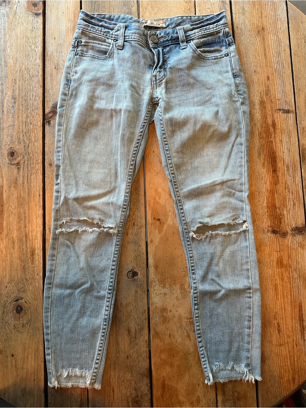 Free People Low Rise Ripped Skinny Jeans